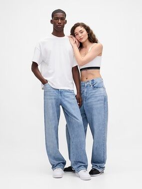 NWT Gap × BÉIS Knit Denim Baggy Jeans Knit Sweatpant Baggy Style Denim